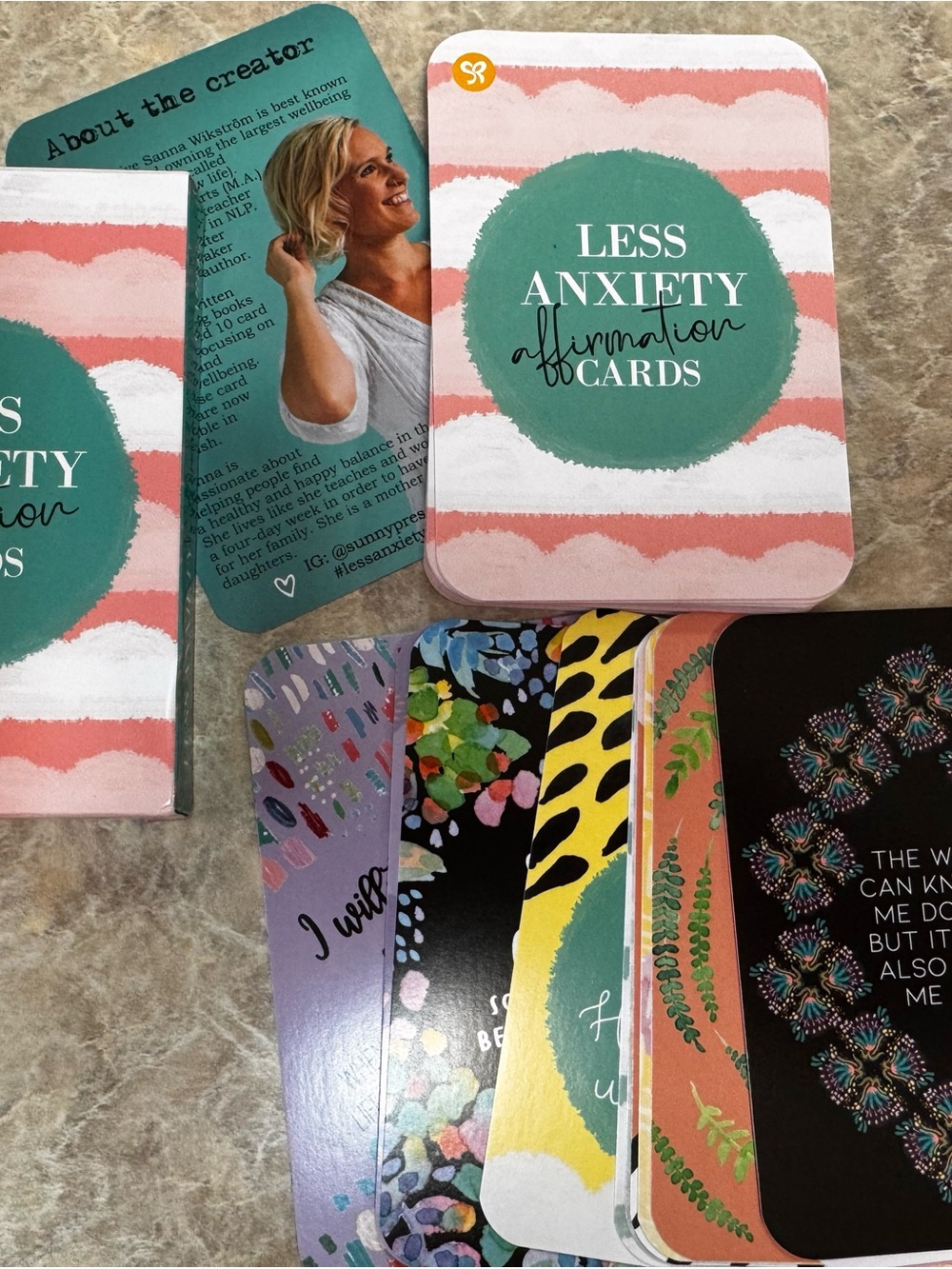 Less Anxiety Affirmation Cards - Calming Pink & Teal Deck